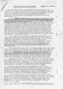 Irish Republican Army Statement, August 1969