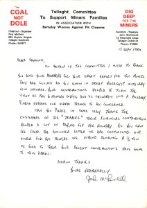 Letter of Thanks to Fundraisers