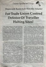 Down With Racist Anti-Traveller Attacks!