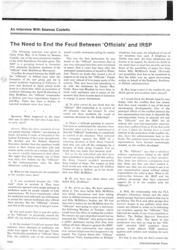 The Need to End the Feud Between 'Officials' and IRSP