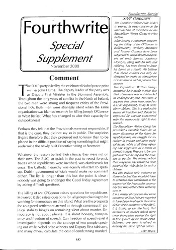 Fourthwrite, Special Supplement, November 2000