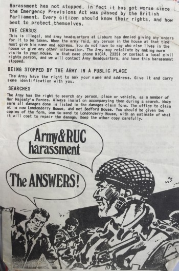 Army and RUC Harrassment: The Answers