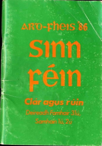 Sinn Féin Ard Fheis '86: Clár agus Rúin