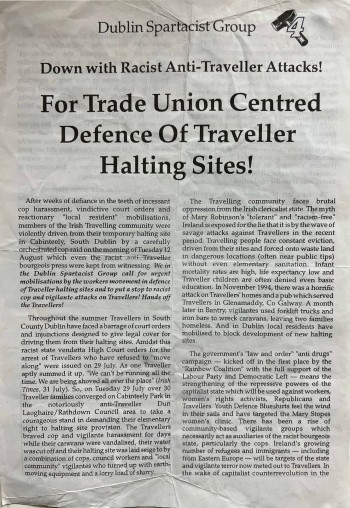 Down With Racist Anti-Traveller Attacks!