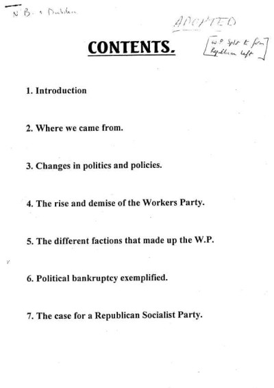 Case for the Formation of a Republican Socialist Party