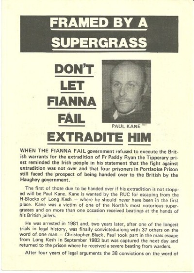 Framed By A Supergrass: Paul Kane — Don’t Let Fianna Fáil Extradite Him