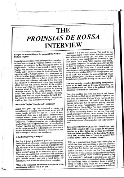 The Proinsias De Rossa Interview