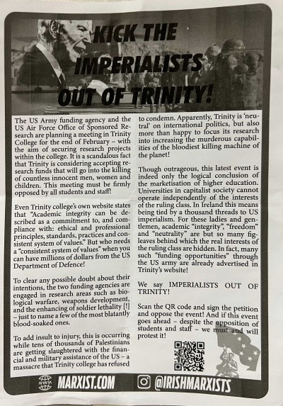 Kick The Imperialists Out Of Trinity!