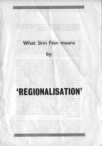 What Sinn Féin means by 'Regionalisation'