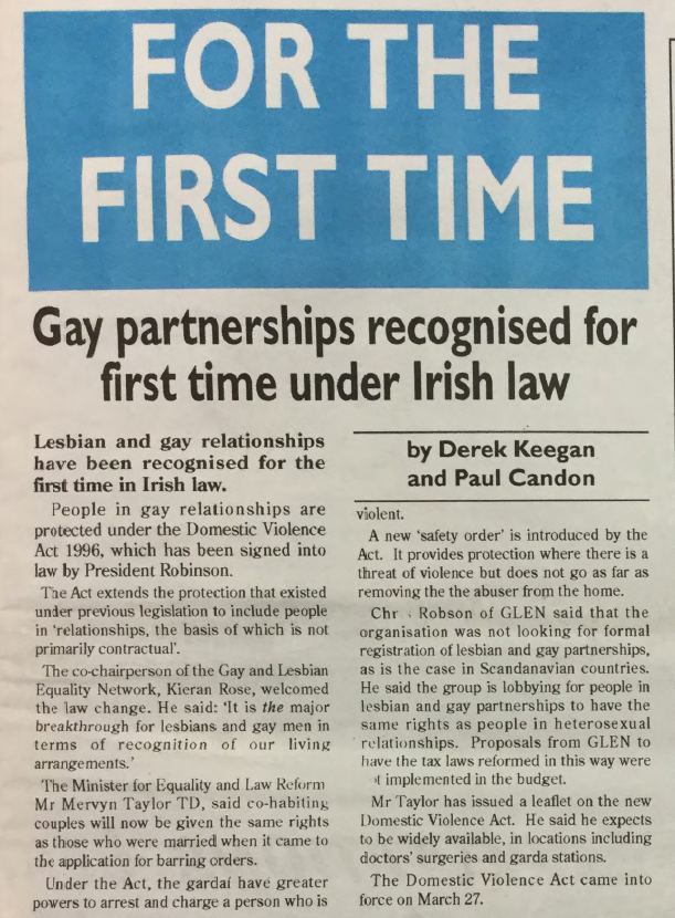 GCN Article: Gay Partnerships Recognised for First Time under Irish Law