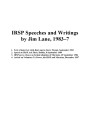 IRSP Speeches and Writings by Jim Lane, 1983-1987