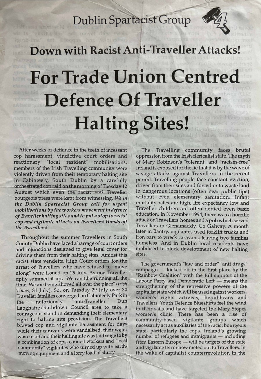 Down With Racist Anti-Traveller Attacks!