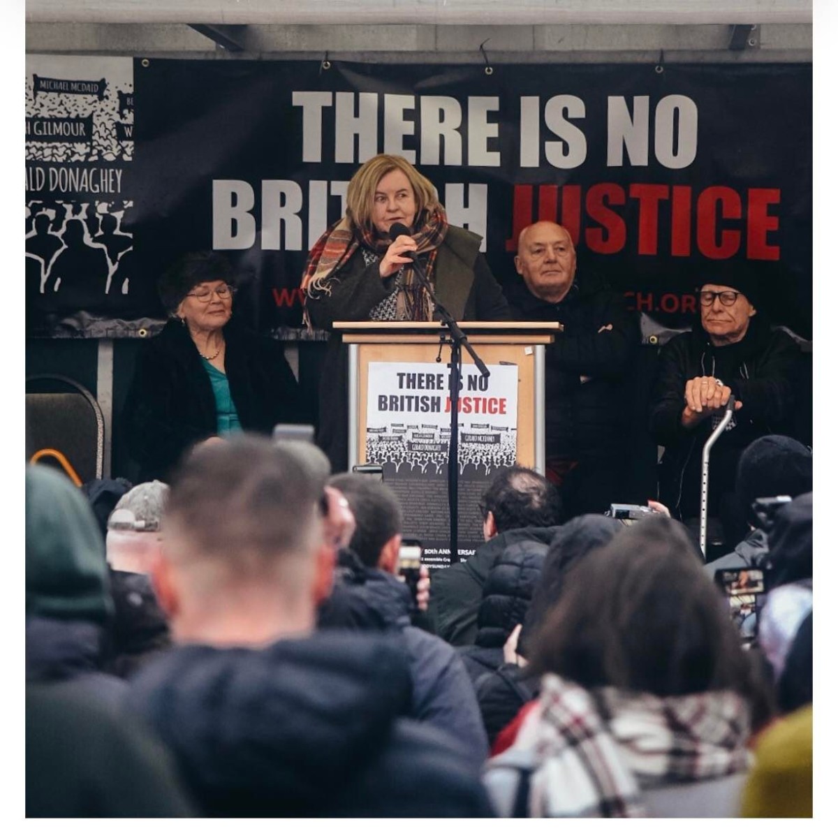 Vincent Doherty on stage at the 50th Anniversary of Bloody Sunday. (Image reproduced with kind permission of Vincent Doherty).