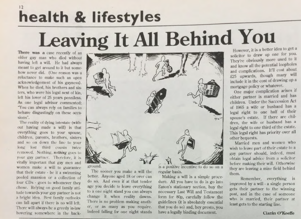 "Leaving It All Behind You", from Gay Community News, No. 63. June 1994.