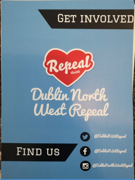 Leaflet from the Dublin North West Repeal group, featuring the heart image often used during the campaign, originally from a mural by the artist Maser.