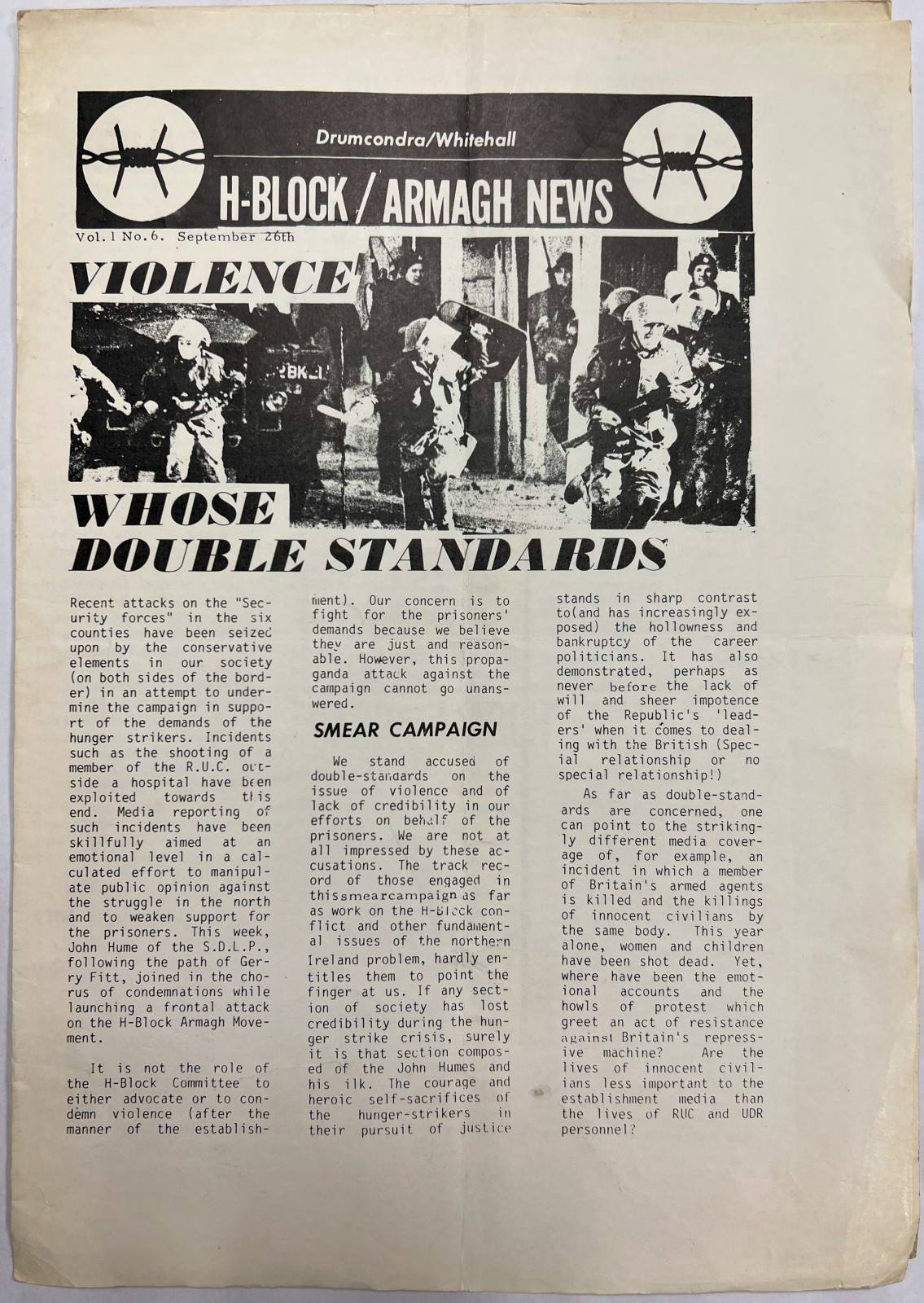 HBlock/Armagh News, Vol. 1, No. 6 (1981) — Armagh/HBlock Action Group